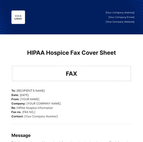 Free Hipaa Hospice Fax Cover Sheet Template Edit Online And Download