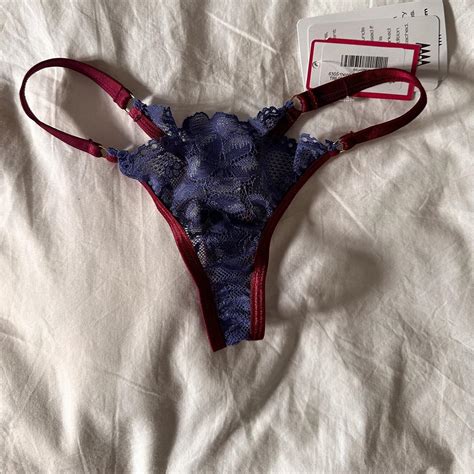 Wicked Weasel Lingerie Floral Blue And Red Set Thong Depop