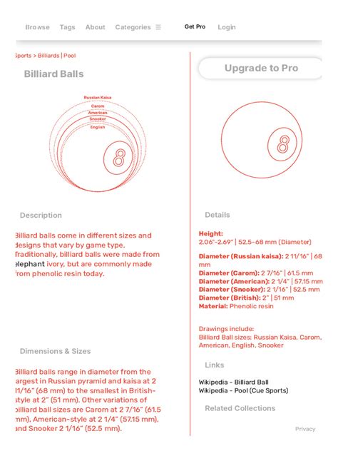 Billiard Balls Dimensions & Drawings | PDF | Cue Sports | Pool (Cue Sports)