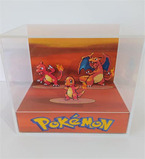 Pokemon Charmander Evolution D Retro Gaming Cube Diorama Etsy In