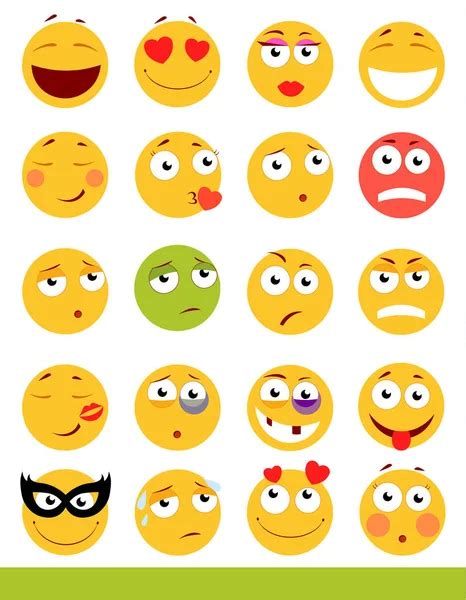 Conjunto De Emoticones Lindos Iconos De Emoji Y Sonrisa Aislado Sobre