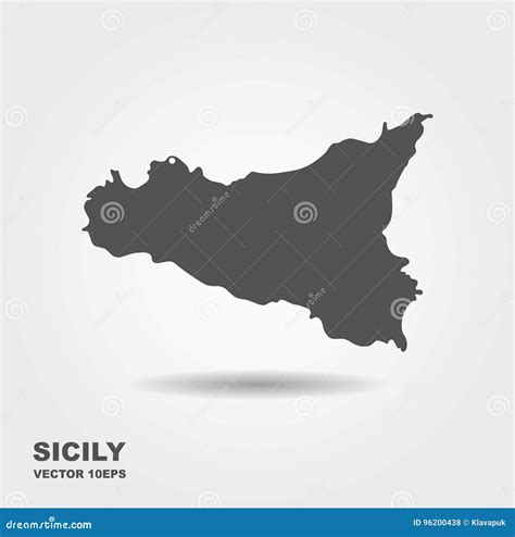 Sicily Vector Map Silhouette Illustration Isolated On White Background