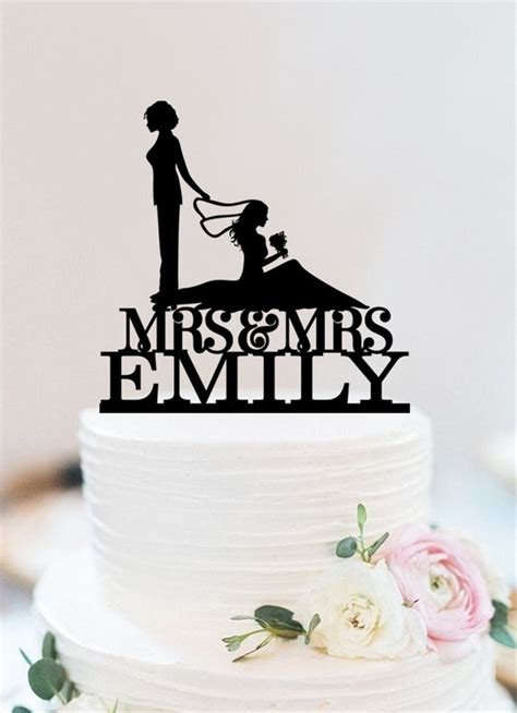 Lesbian Cake Topper Same Sex Cake Topper With Brides Etsy