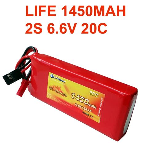 Flytown LiFe Bateria Receptor Pack 6 6V 2S1P 1450mAh 20C Conector JST