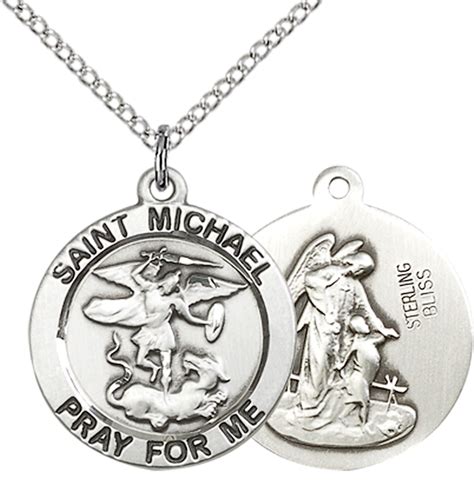 Sterling Silver St Michael The Archangel Pendant With Chain 34 X 3