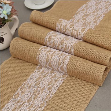 Lace Hessian Burlap Table Runner Wedding Linen Table Runner Lace Doily ...