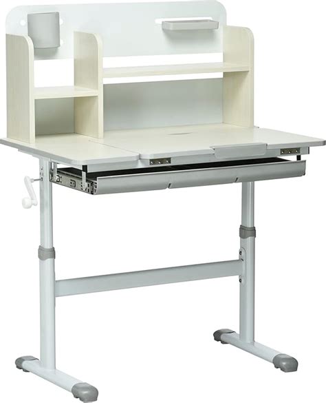 HOMCOM Bureau Enfant Multi Rangement Bureau Hauteur réglable Plateau