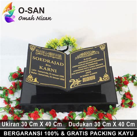 Jual Batu Nisan Buku Makam Full Set Granit Model Bentuk Buku Kijing