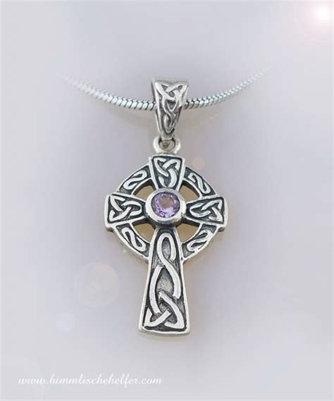 Kleines Keltisches Kreuz Aus Silber Mit Amethyst Schutz Kraft