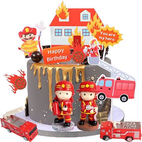 Feuerwehrauto Cake Topper Pcs Feuerwehrmann Tortendeko Geburtstag