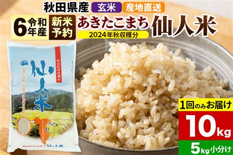 ※令和6年産 新米予約※《1回のみお届け》令和6年産 あきたこまち 秋田県産「仙人米」玄米 10kg（5kg×2袋）【2024年秋ごろ出荷予定