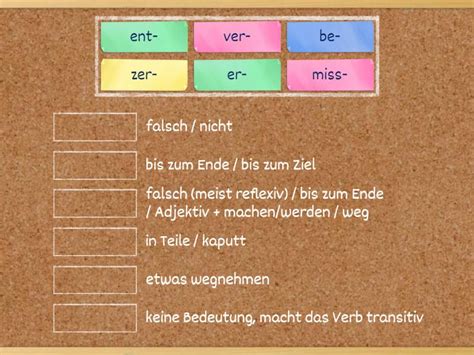 Präfixe Bedeutung untrennbare Verben Match up