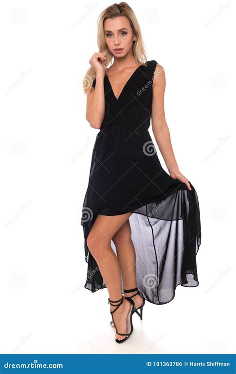 Blonde In A Black Dress Stock Photo Image Of Girl Black