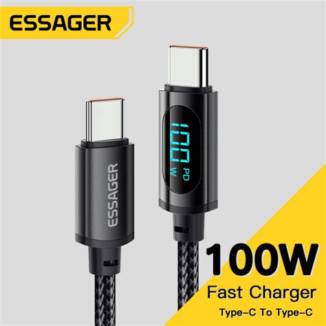 Essager A W Display Usb C To Usb C Cable Pd Fast Charger Cord Type