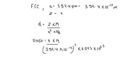 Solved A Metal Crystallizes In The Face Centered Cubic Fcc Lattice