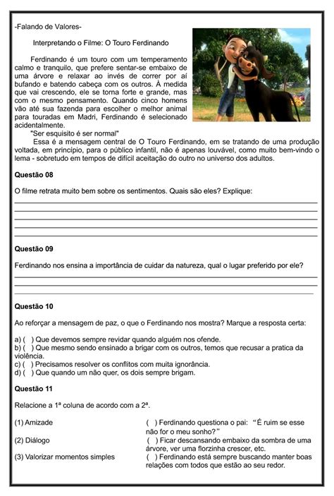 Textos Reflexivos Sobre Valores Humanos Com Atividades E Gabarito