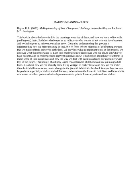 (PDF) Making Meaning of Loss 