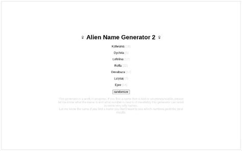 ♀ Alien Name Generator 2 ♀