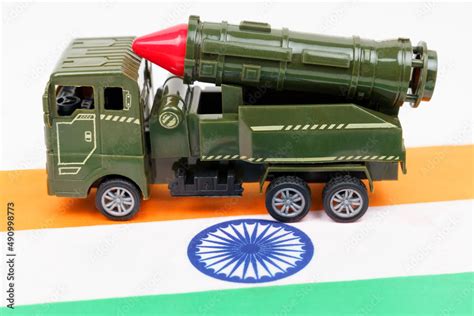 There is a missile system on the flag of India. Symbols of defense and ...