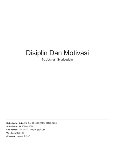 PDF Pengaruh Disiplin Dan Motivasi Terhadap Kinerja Karyawan Pada PT