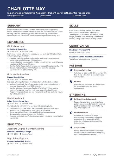 10 Orthodontic Dental Assistant Resume Examples And Guide For 2025