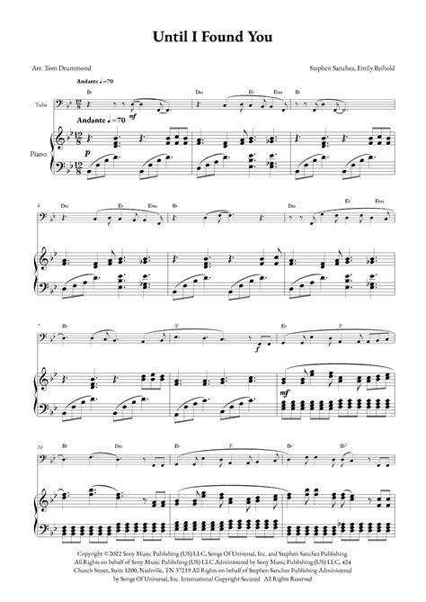 Until I Found You Arr Tom Drummond By Stephen Sanchez Sheet Music