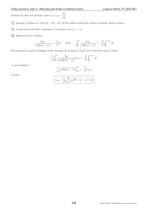 Solution Exercices Corrig S M Canique Des Fluides Et Syst Mes Ouverts