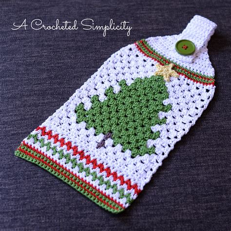 Free Crochet Pattern Retro Christmas Tree Towel Holiday Crochet