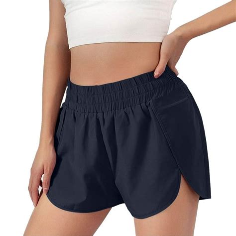 Fulijie Solid Color Activewear Athletic Sport Shorts For Women Size S 2xl Blue Work Pants For