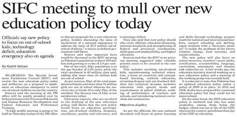 Dawn Epaper Mar Sifc Meeting To Mull Over New Education