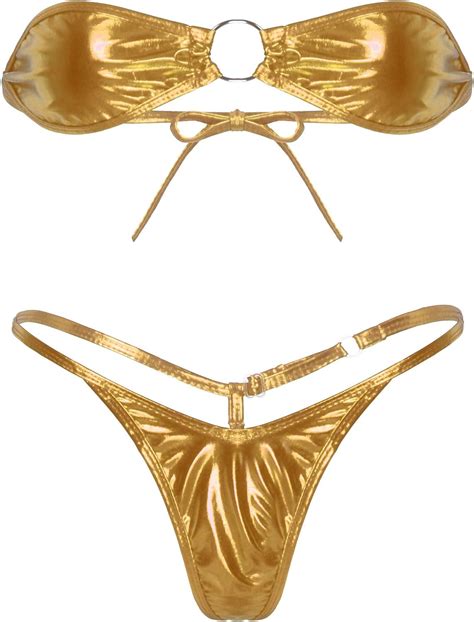 Msemis Zweiteilige Badeanzug Damen Metallic Micro Bikini Set Tr Gerlos