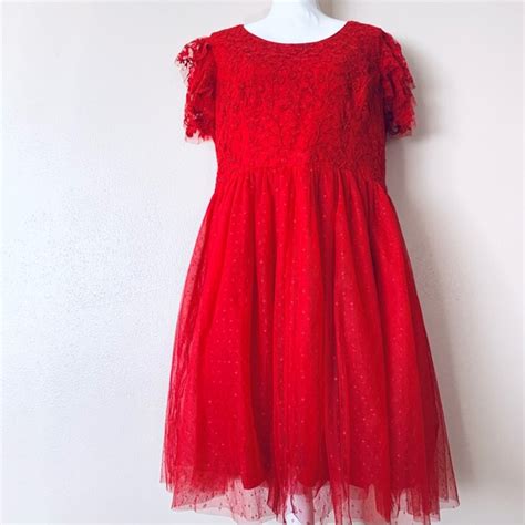 Jessakae Dresses Jessakae Red Embroidered Floral Smocked Dotted