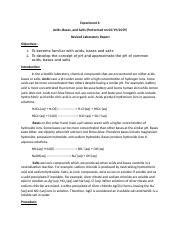 Experiment Acids Bases And Salts Revised Lab Report Docx