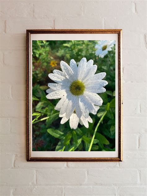 Daisy Flower Painting Wildflowers Wall Decor Flower Art Etsy