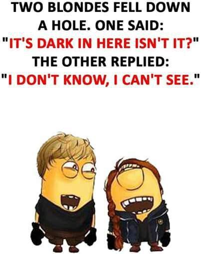 Two Blondes Fell Down A Hole One Said Blonde Jokes Funny Minion Quotes Minions Funny