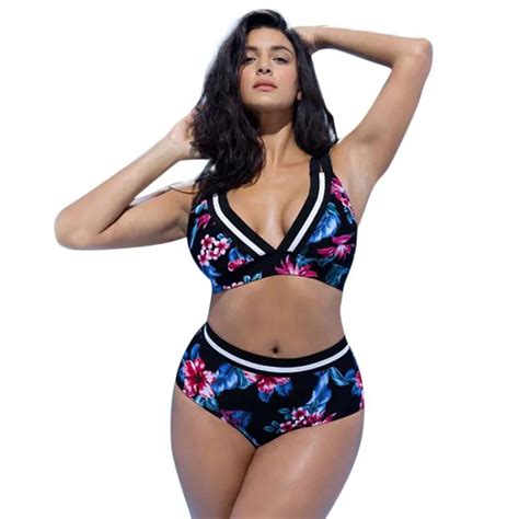 Women Floral Print Bikini Sets Biquini Cintura Alta Plus Size Swimwear