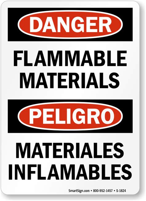 Bilingual Danger Flammable Materials Sign