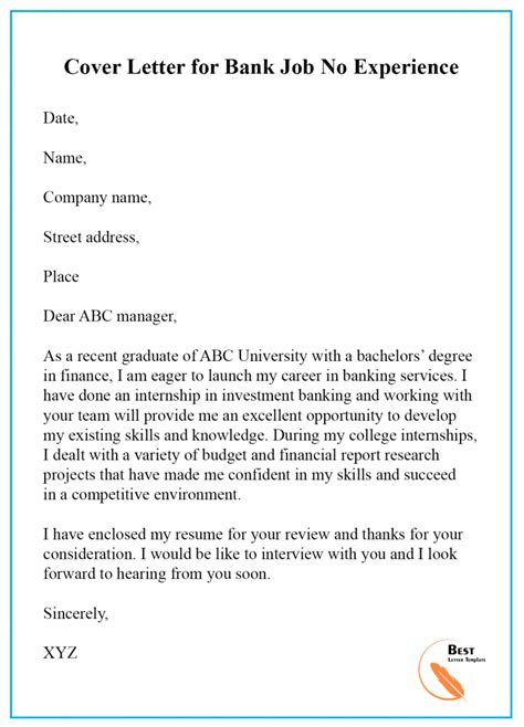 Cover Letter Template For Bank Teller Format Sample And Example