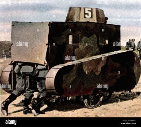 Military Germany Army Drill With A Wooden Dummy Tank 1927 Coloured Photograph Cigarette