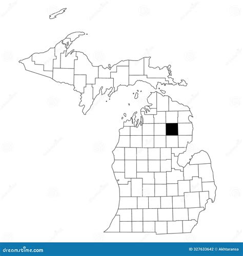 Map of Oscoda County in Michigan State on White Background. Single