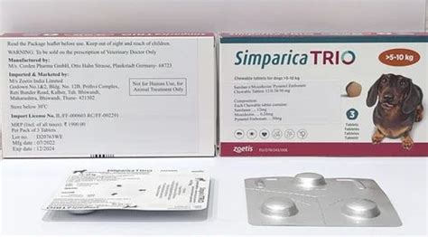 Sarolaner SIMPARICA TRIO 5-10 KG at ₹ 1900/box | Sarolaner Tablet in ...