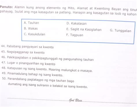 Elemento Ng Mito Alamat At Kwentong Bayan Brainly