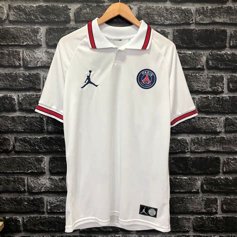 Camisa De Time Psg Polo Jordan Branca C Detalhe Vermelho