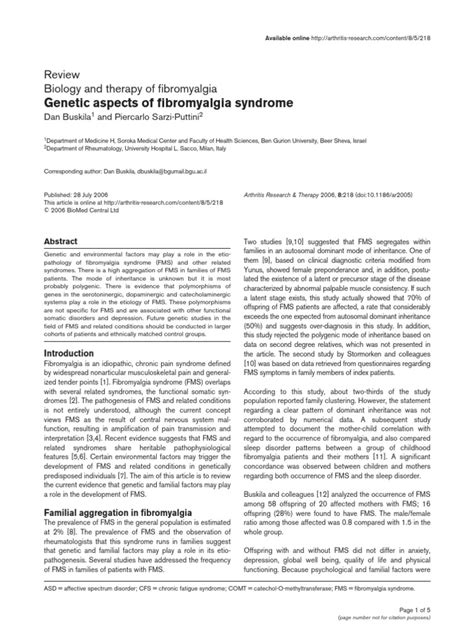 Ar 2005 Pdf Fibromyalgia Chronic Fatigue Syndrome