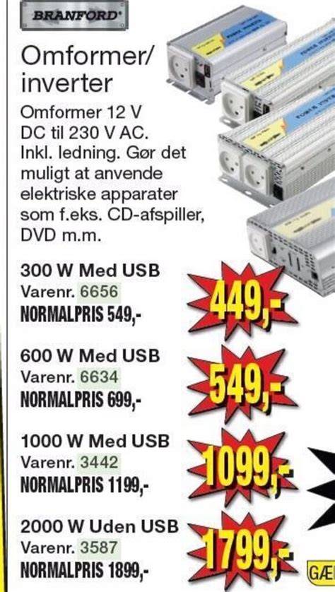 BRANFORD Omformer Inverter Tilbud Hos Harald Nyborg