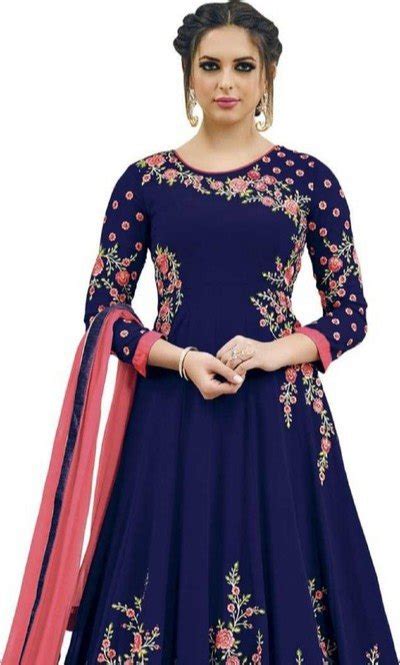 Tripta Blue Georgette Embroidery Unstitched Suit Set Dry Clean At Rs