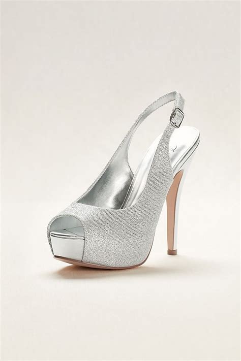 Glitter Sling Back Peep Toe High Heel Davids Bridal Peep Toe High