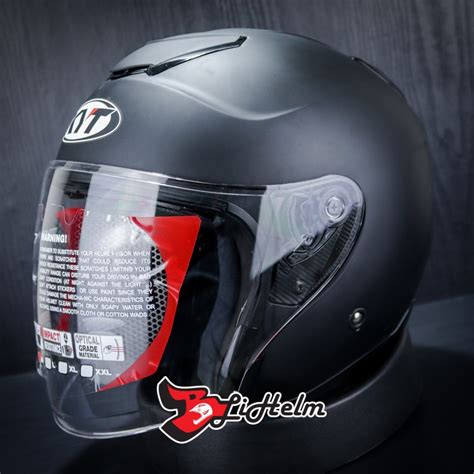 Jual Helm Kyt Kyoto Solid Black Doff Half Face Original Shopee