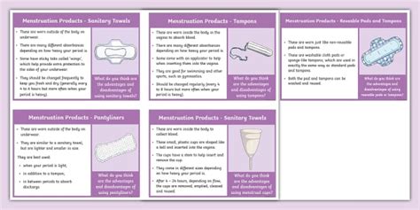 RSHP Menstruation Products Fact Cards Teacher Made