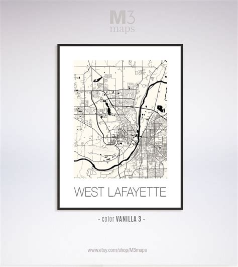 West Lafayette Indiana West Lafayette In Map West Lafayette Etsy